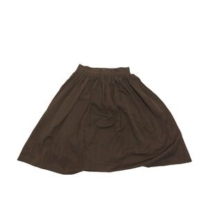 Vintage Jones New York Pure Virgin Wool Pleated Midi Skirt Size 16 Brown Olive
